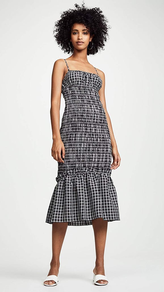 findersKEEPERS Merci Checkered Sleeveless Shirred Midi Dress