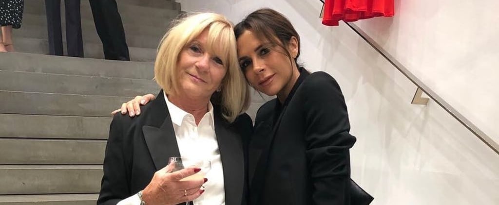 Victoria Beckham Matching With Her Mum in Black Trouser Suit