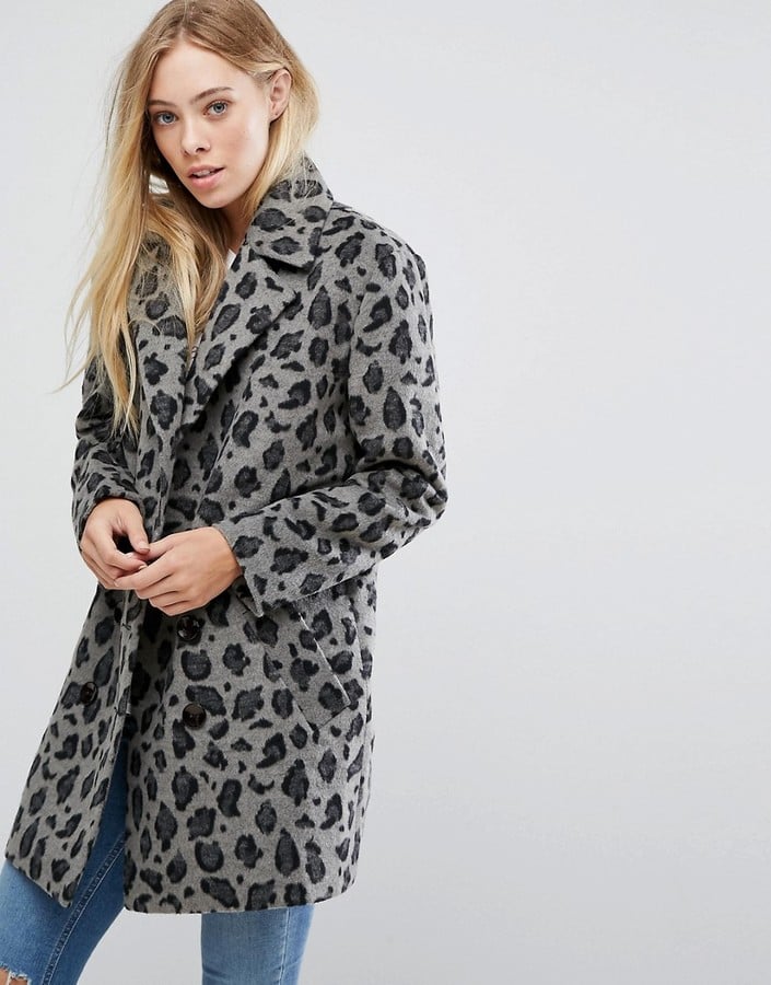 Glamorous Smart Coat in Monochrome Leopard Print