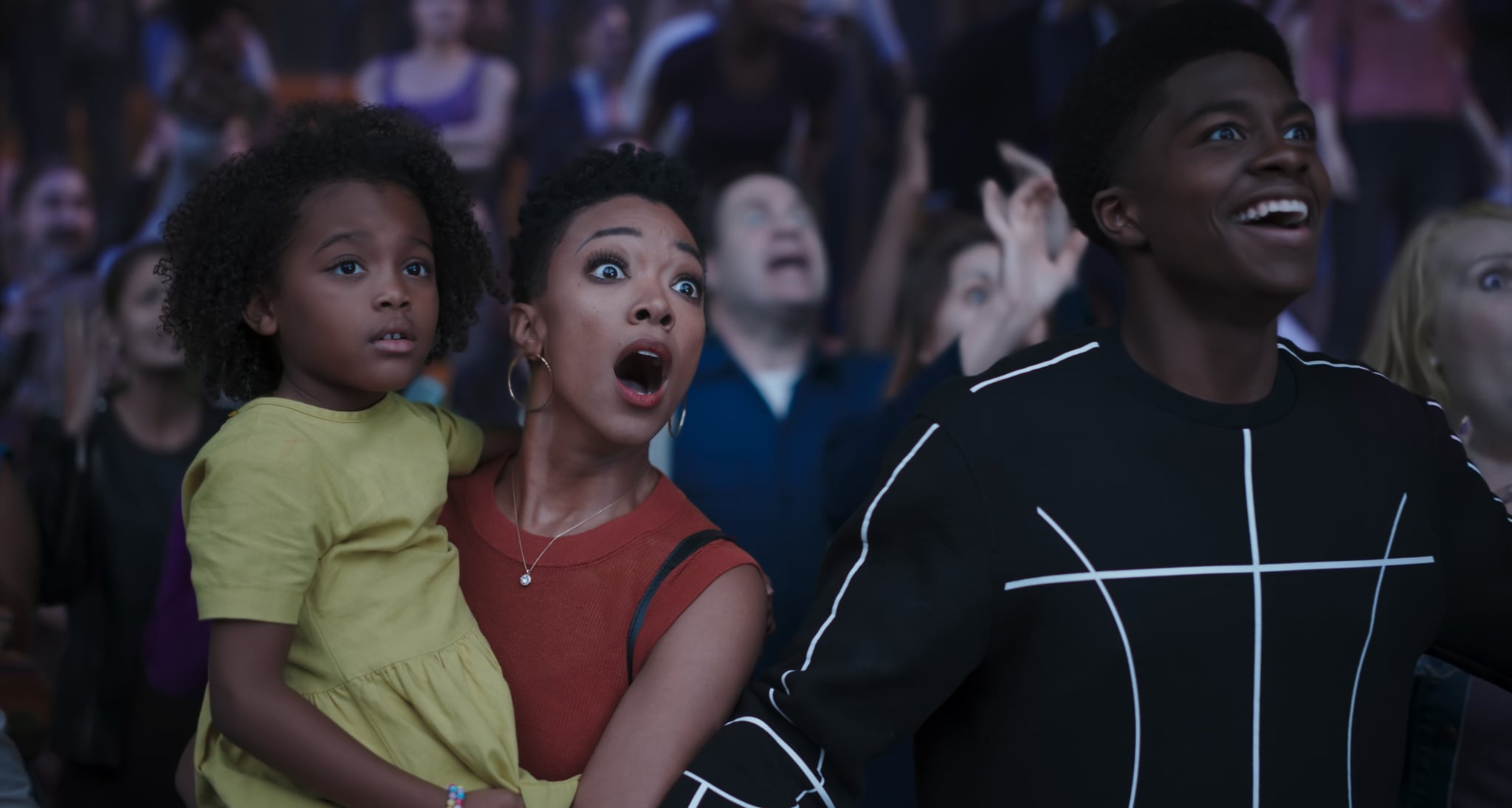 SPACE JAM: A NEW LEGACY, (aka SPACE JAM 2), from left: Harper Leigh Alexander, Sonequa Martin-Green, Ceyair J. Wright, 2021.  Warner Bros. / Courtesy Everett Collection