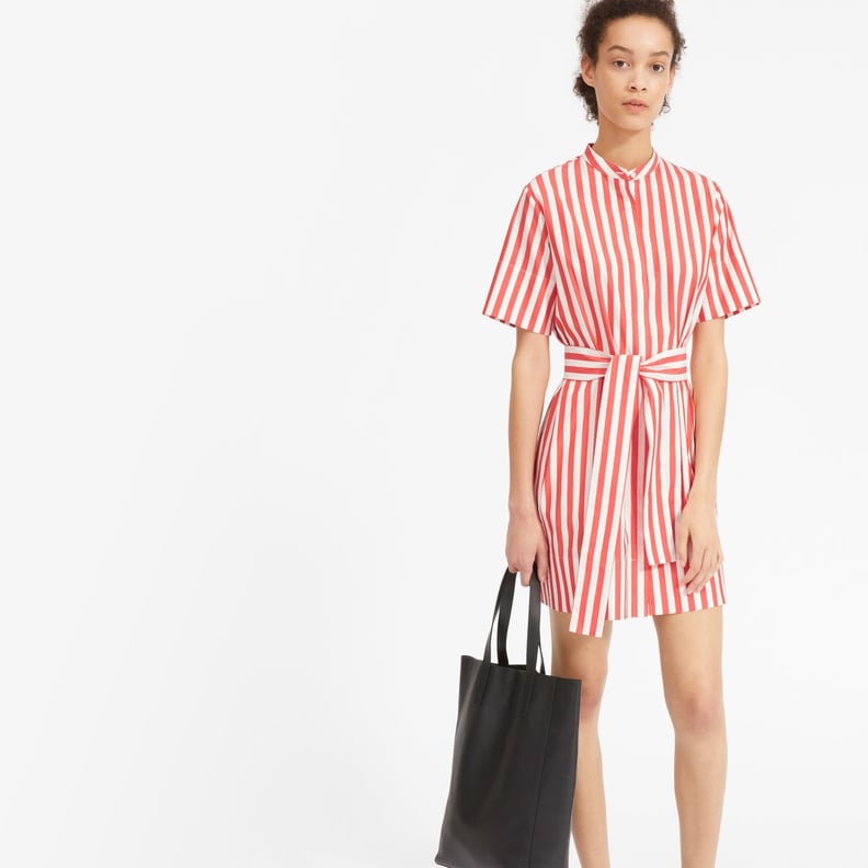 Everlane Cotton Collarless Belted Shirtdress