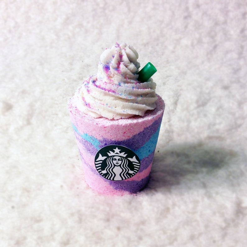 BeHappyBeUrself Unicorn Fruity Starbucks Frappuccino Bath Bomb