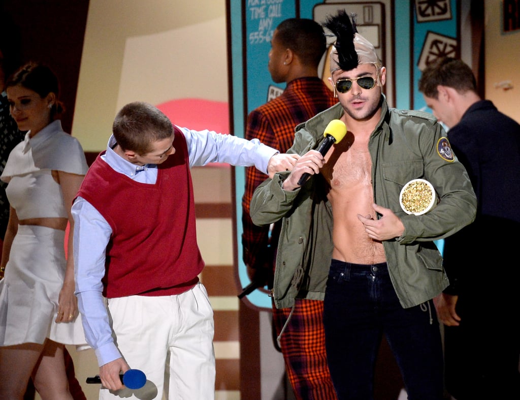 Zac Efron Shirtless at the MTV Movie Awards 2015