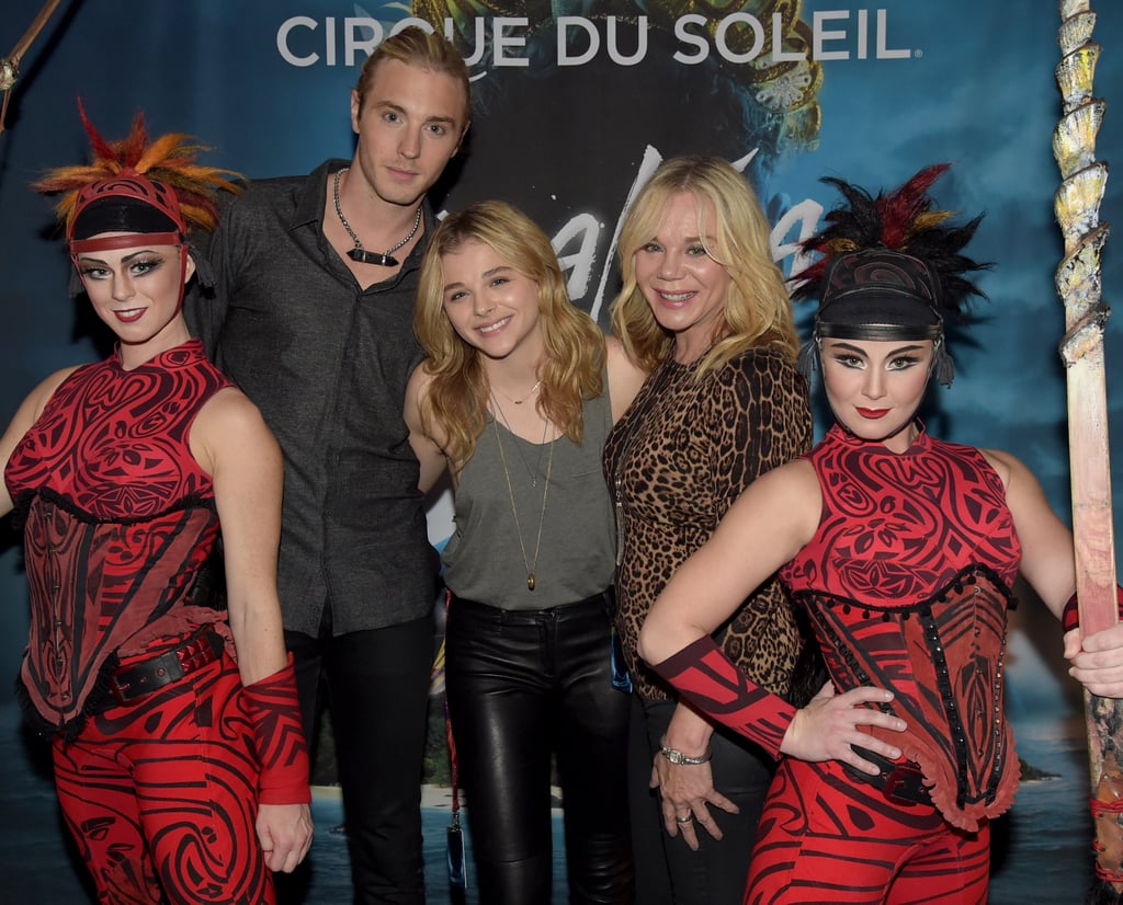 Chloë Grace Moretz joined mom Teri and brother Trevor for a performance of Cirque du Soleil's Amaluna extravaganza in Atlanta on Friday.
