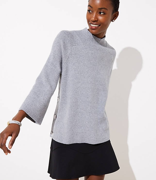 Loft Mock Neck Side Button Sweater