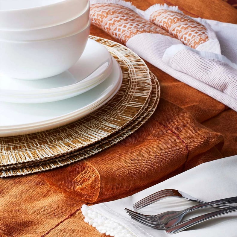 Woven Table Runner With Tassels in Orange