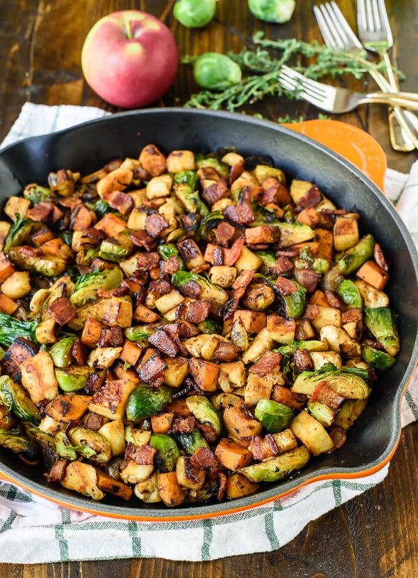 Chicken, Apple, Sweet Potato & Brussels Sprouts Skillet