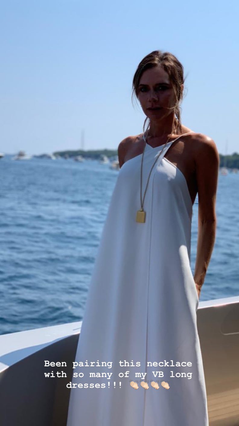 Victoria Beckham Wearing a White Dress