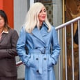 Lady Gaga Reminds Us of Grace Kelly in This Striking Blue Leather Trench Coat