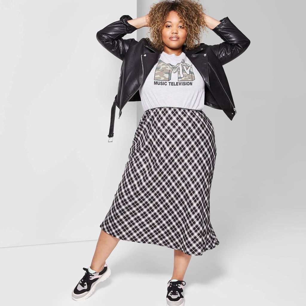 Wild Fable Plus-Size Plaid Bias Cut Midi Skirt