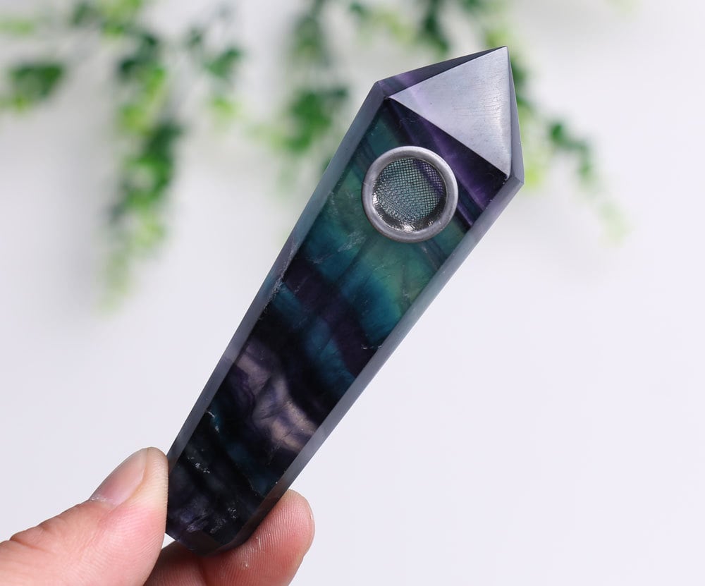 Natural Fluorite Crystal Pipe ($40)