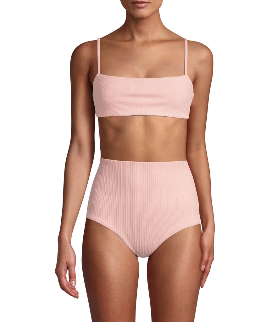 Mara Hoffman Sia Rib-Knit Bandeau Bikini Top and Lydia High-Waist Rib-Knit Bikini Bottom