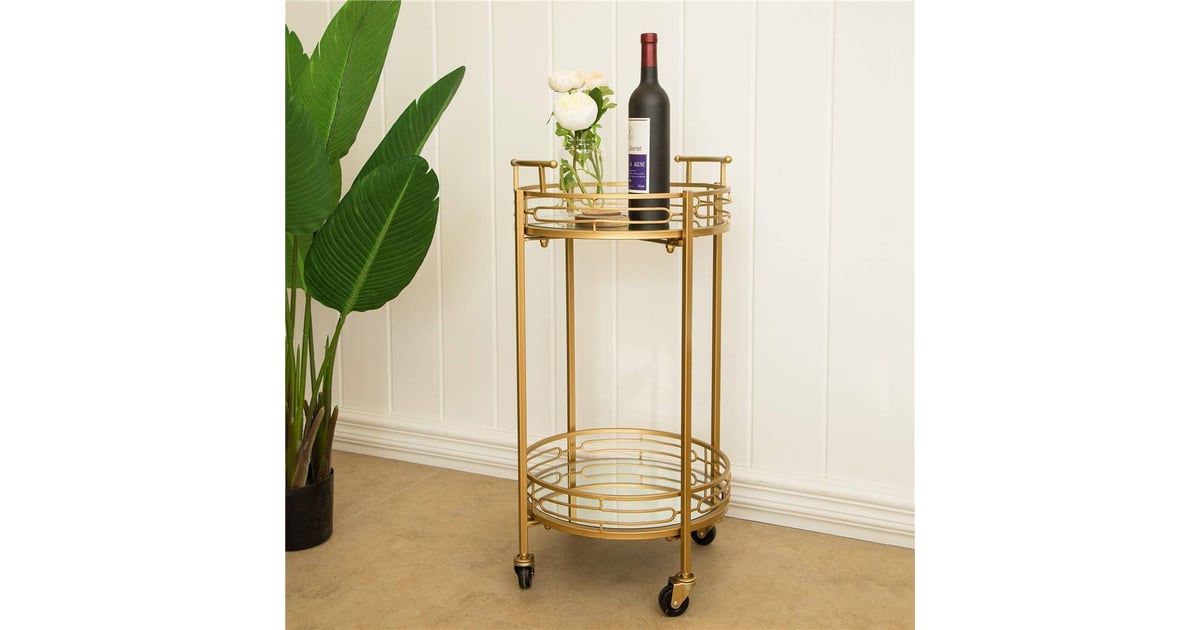 Glitzhome Round Gold Bar Carts Trendy Home Decor and Furniture