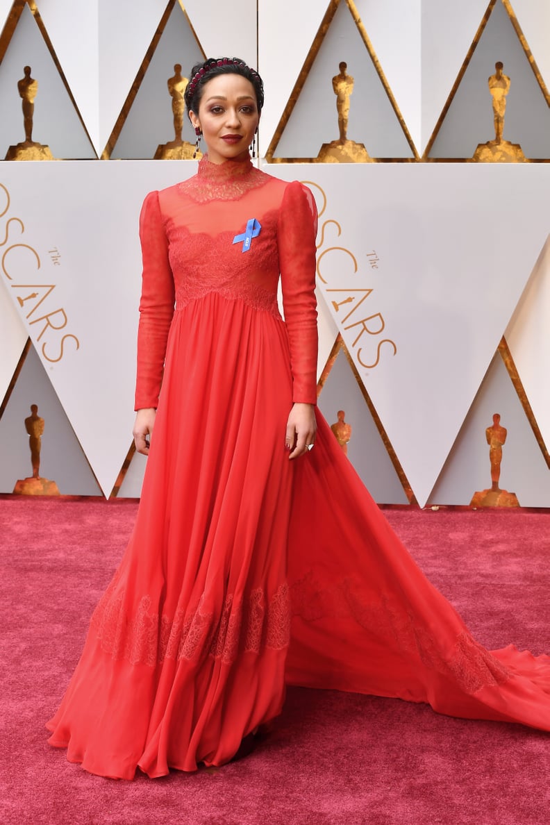 Ruth Negga Wore an ACLU Ribbon With Her Valentino Gown