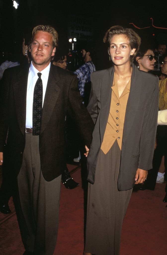 Julia took a style note from the boys yet again at the Young Guns II Hollywood premiere in 1990, though she finished her sleeveless vest and blazer with a maxi skirt.