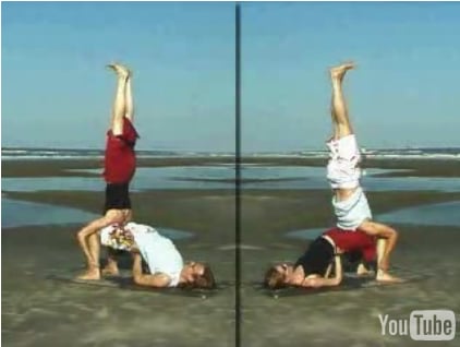 Partner Yoga Pose: Shoulderstand on Bridge | POPSUGAR Fitness