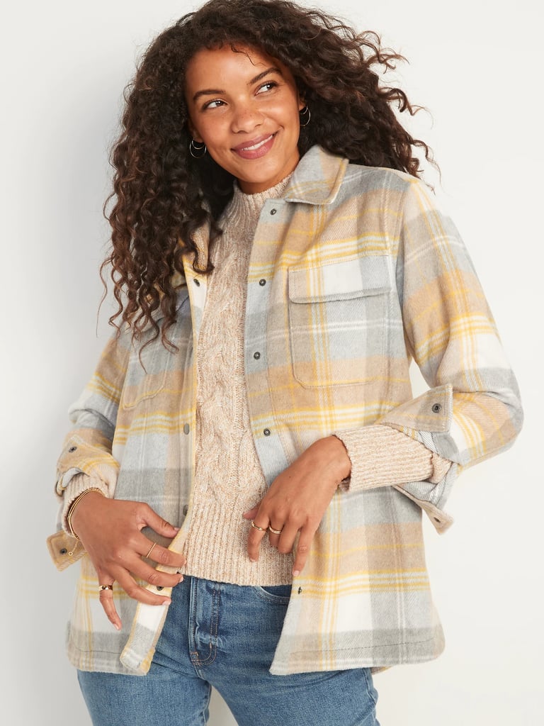 Old Navy Transitional Plaid Utility Shacket in Yellow