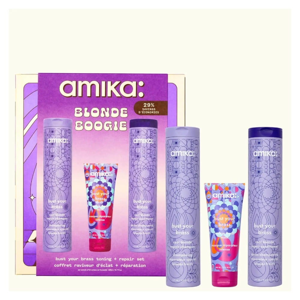 Best Beauty Gifts: Amika Blonde Boogie Bust Your Brass Toning + Repair Set