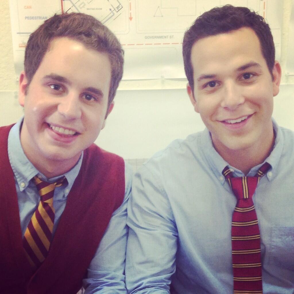 Skylar Astin returns! Costar Ben Platt shared this picture of their first day filming on the set.
Source: Twitter user BenSPLATT