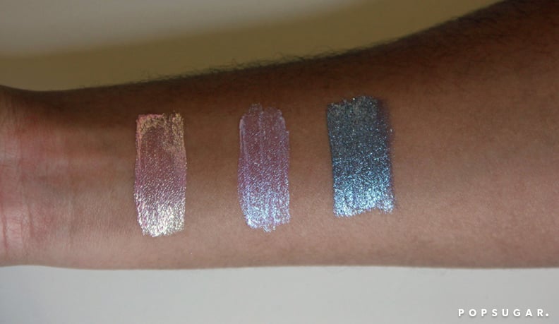 Swatch of New Stila Magnificent Metals Glitter & Glow Liquid Eye Shadows on Medium Skin