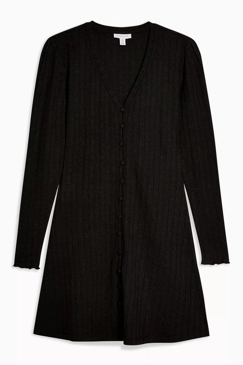 Topshop Plain Black Cardigan Flippy Dress