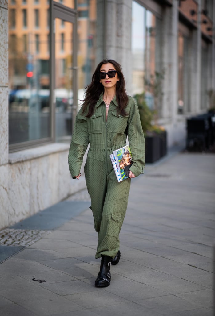 For a one and done look, slip into a green jumpsuit.