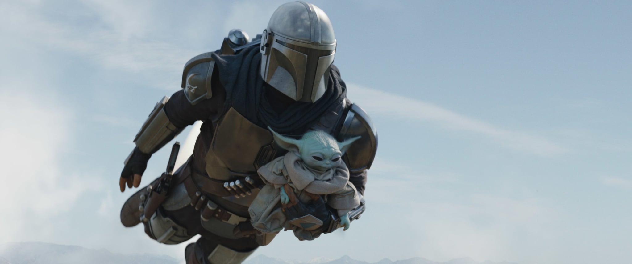 THE MANDALORIAN, from left: Pedro Pascal as The Mandalorian, Grogu aka the Child aka Baby Yoda, 'Chapter 14: The Tragedy', (Season 2, ep. 206, aired Dec. 4, 2020). photo: Disney+/Lucasfilm / Courtesy Everett Collection