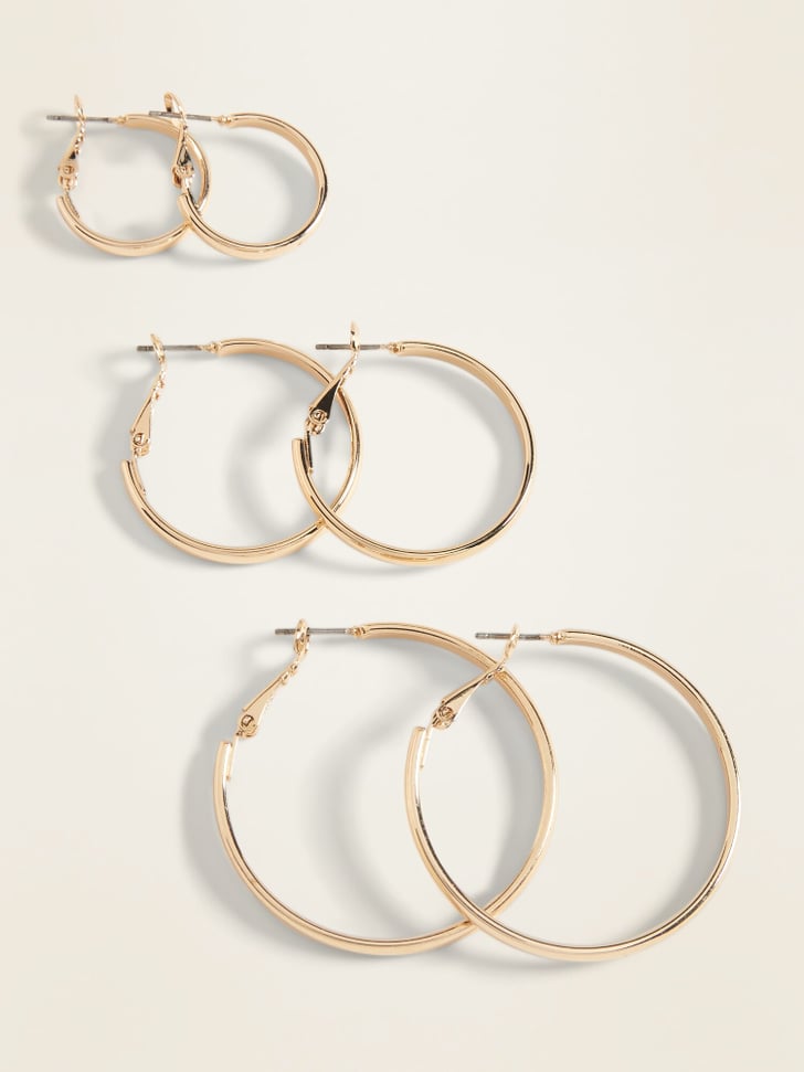 Navy gold earrings clearance