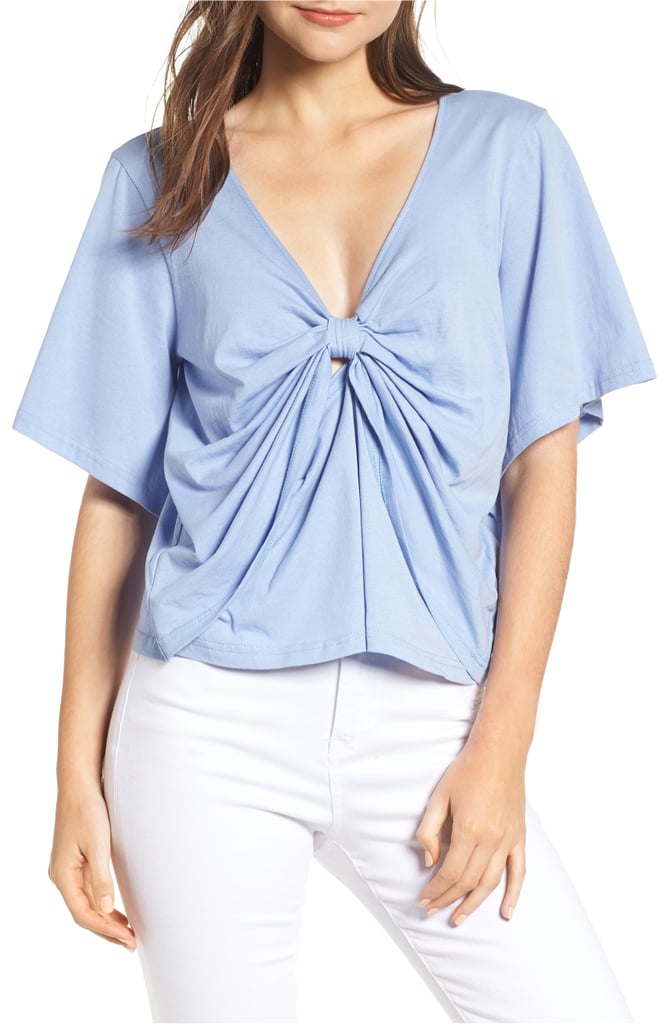 Calibe Knot Front Flutter Sleeve Tee