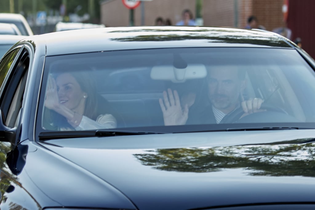 Queen Letizia and King Felipe VI Driving Daughters to School