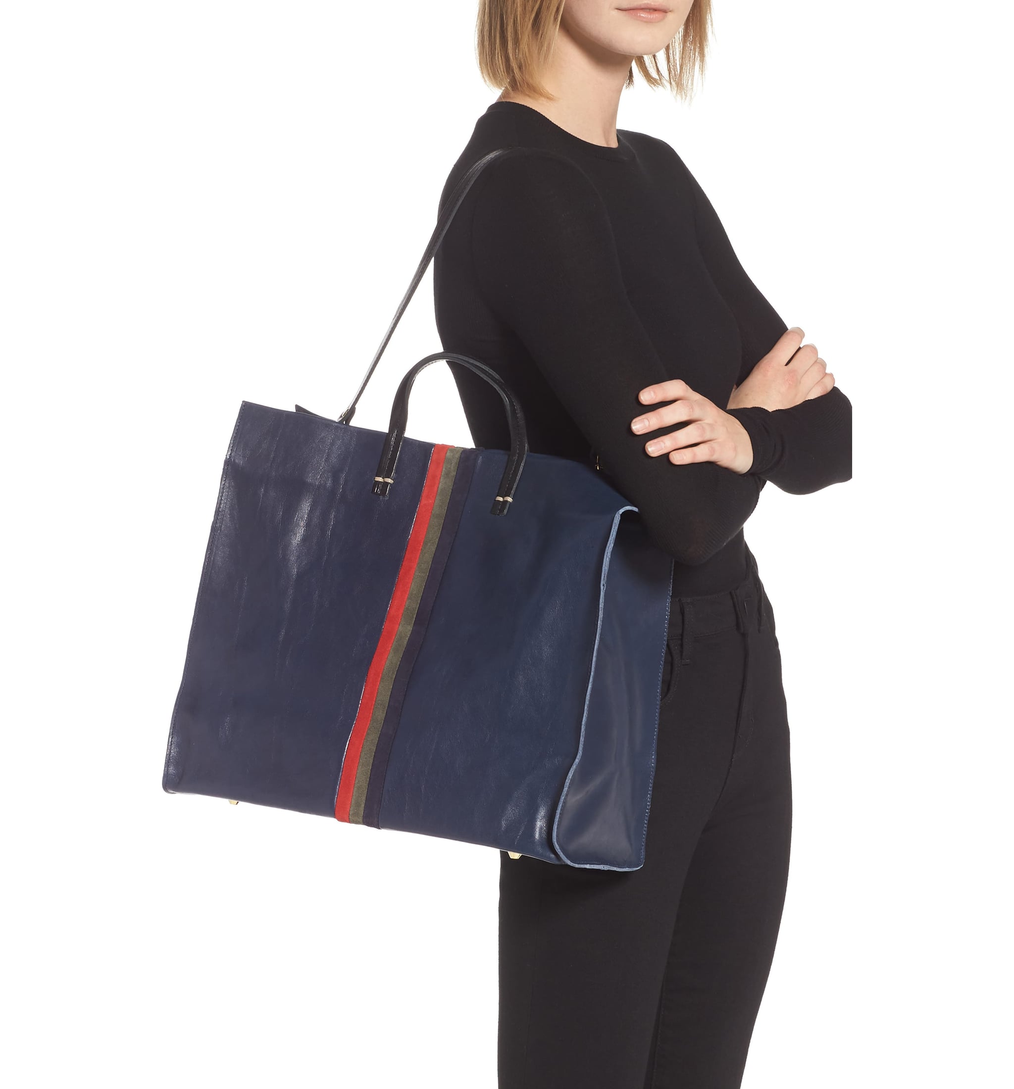 clare v simple leather tote