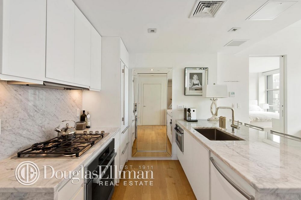 The marble kitchen has been the site of many selfies.