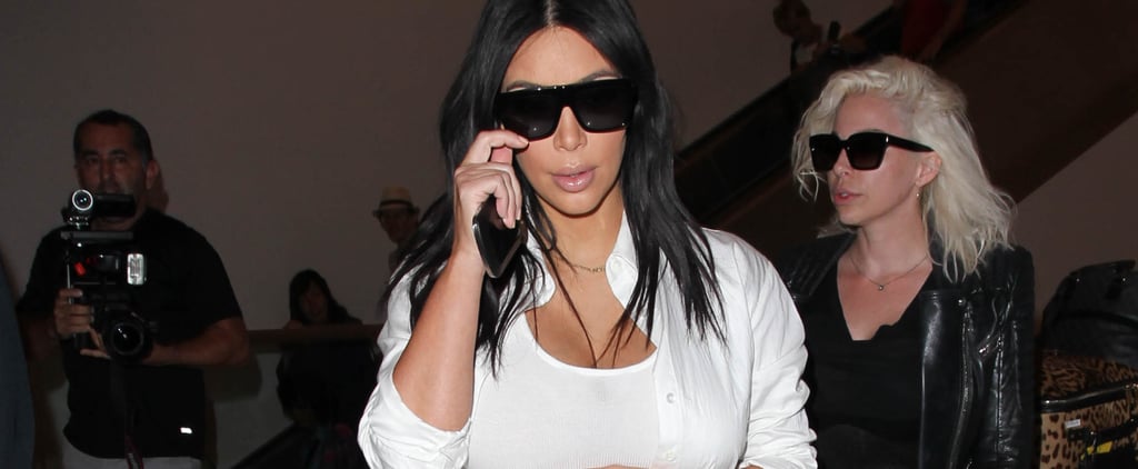 Kim Kardashian Wearing a White Dress Pregnant