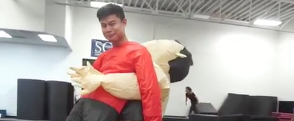 Watch a Man Do Flips in an Inflatable Sumo Wrestler Costume