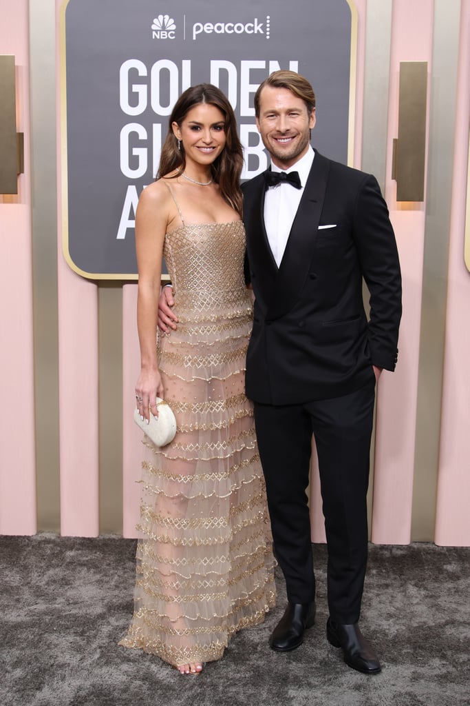 Gigi Paris and Glen Powell at the 2023 Golden Globes