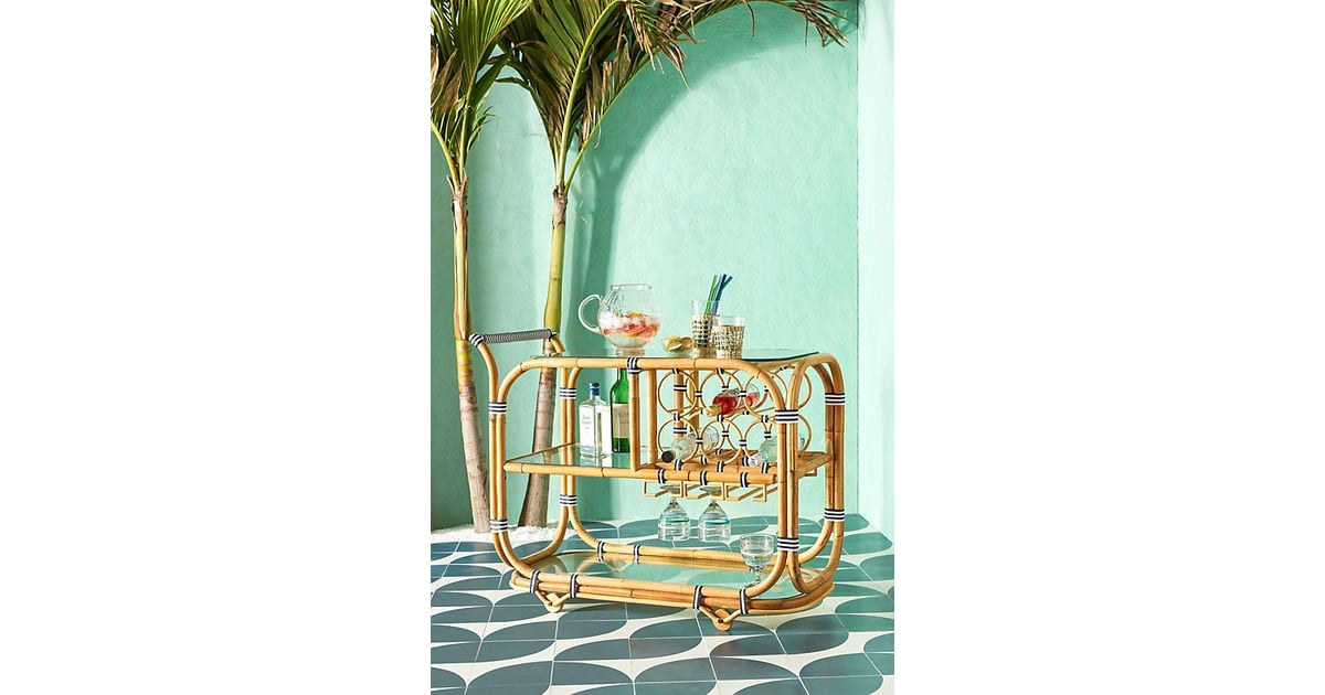 Wrapped Rattan Indoor/Outdoor Bar Cart Anthropologie Outdoor Summer