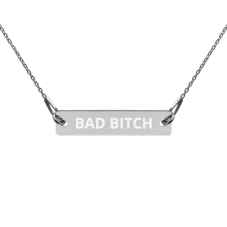 Bad B*tch Engraved Bar Chain Necklace
