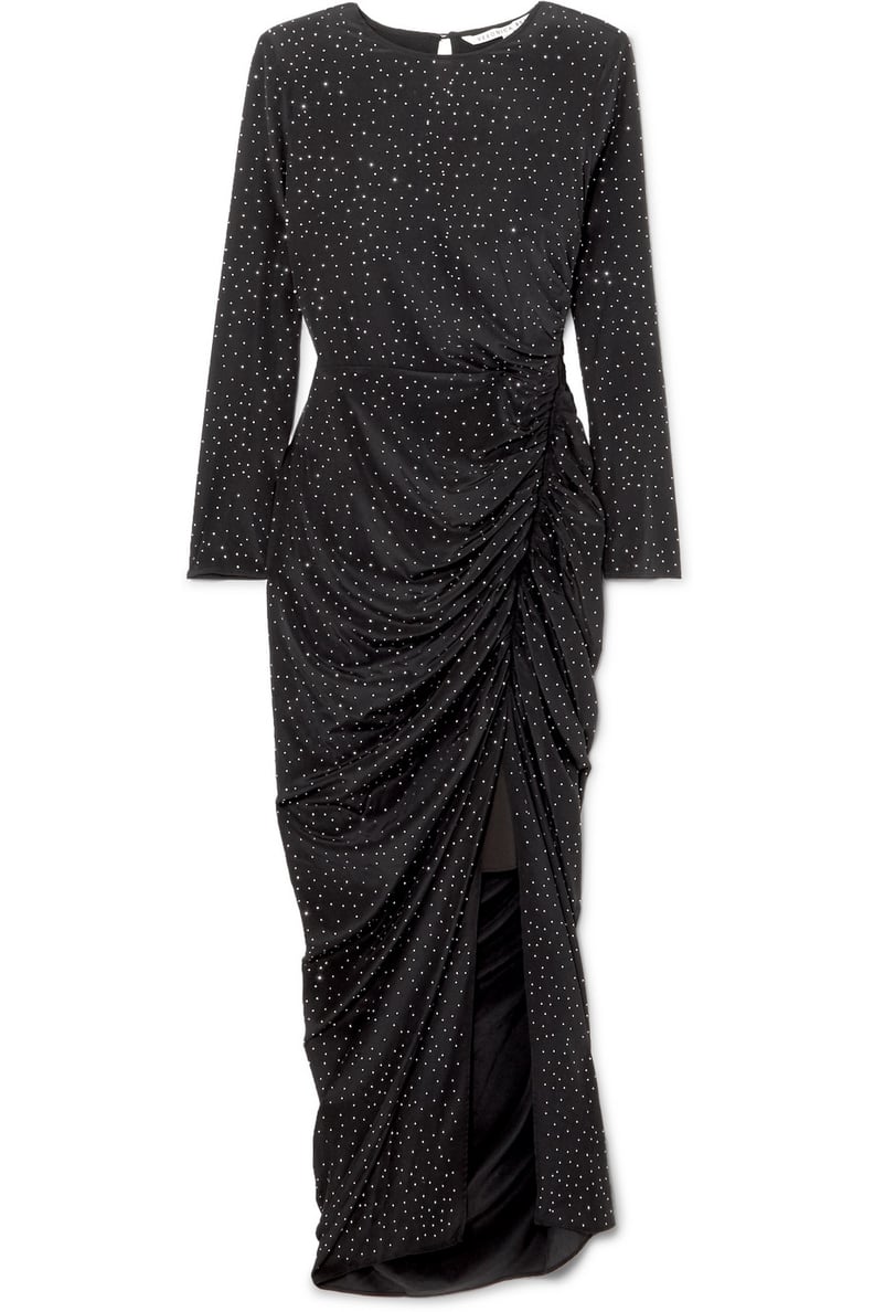 Veronica Beard Amara Crystal-Embellished Ruched Silk Midi Dress