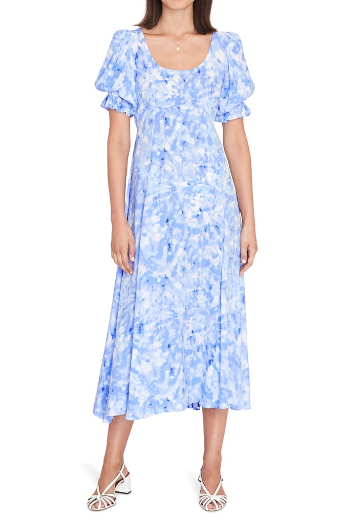 Faithfull the Brand Linnie Tie-Dye Puff-Sleeve Midi Dress