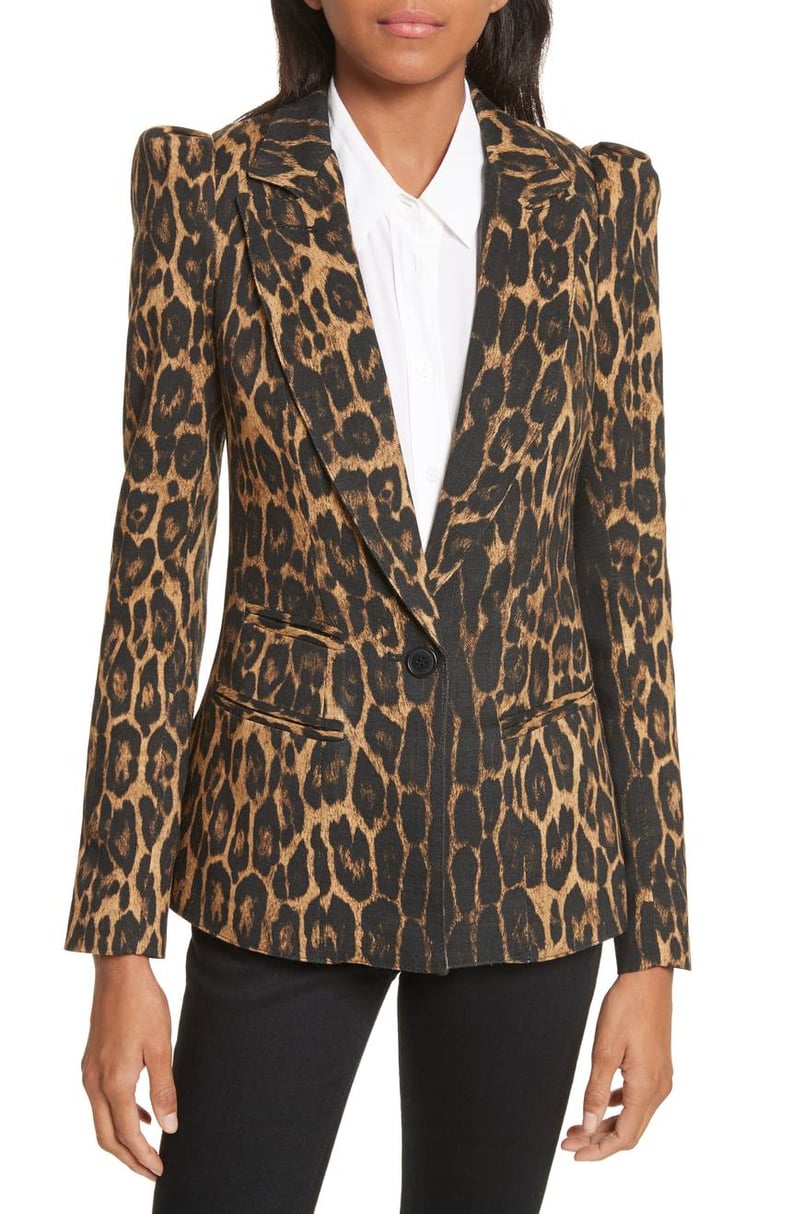 Smythe Women's Leopard Puff Shoulder Wool Blazer