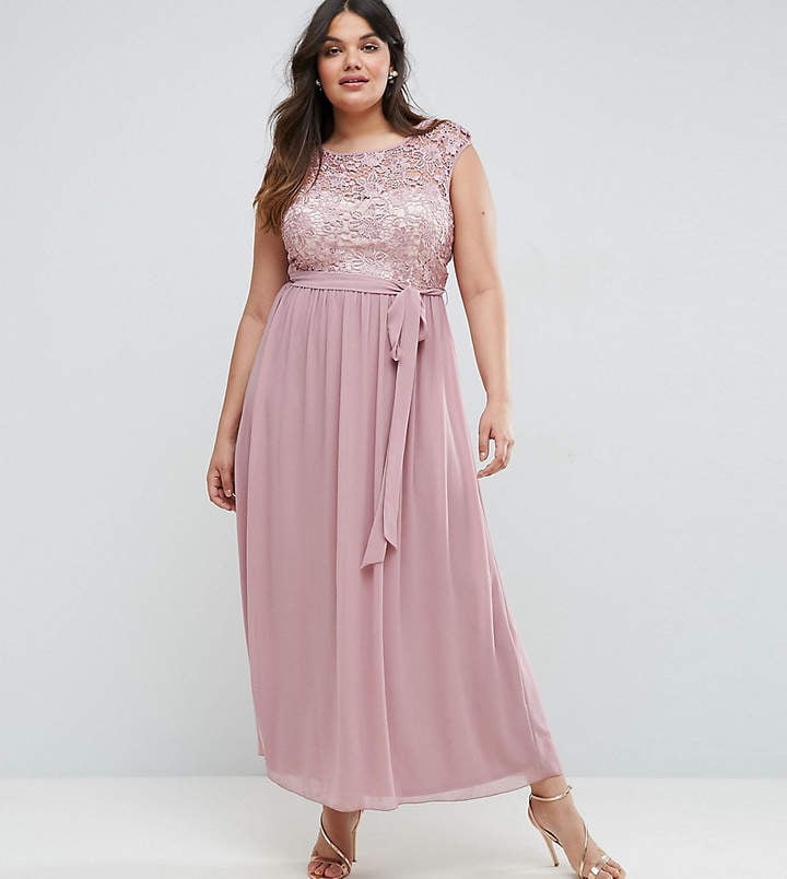 Little Mistress Plus Lace Bodice Maxi Dress With Tulle Skirt
