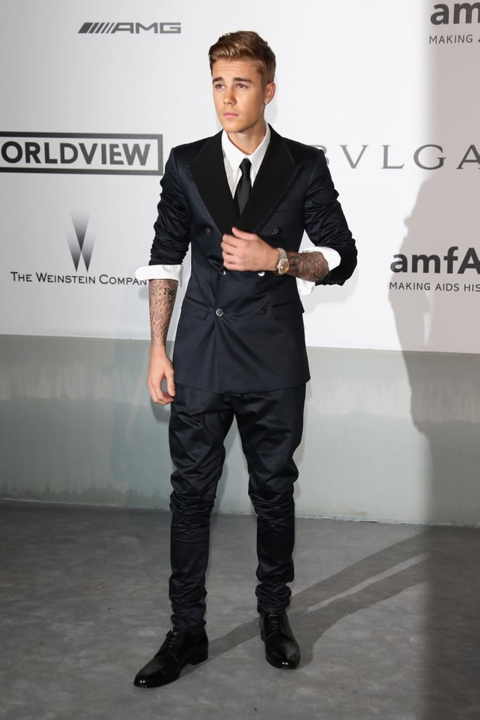 Justin Bieber walked the carpet at the amfAR Gala.
