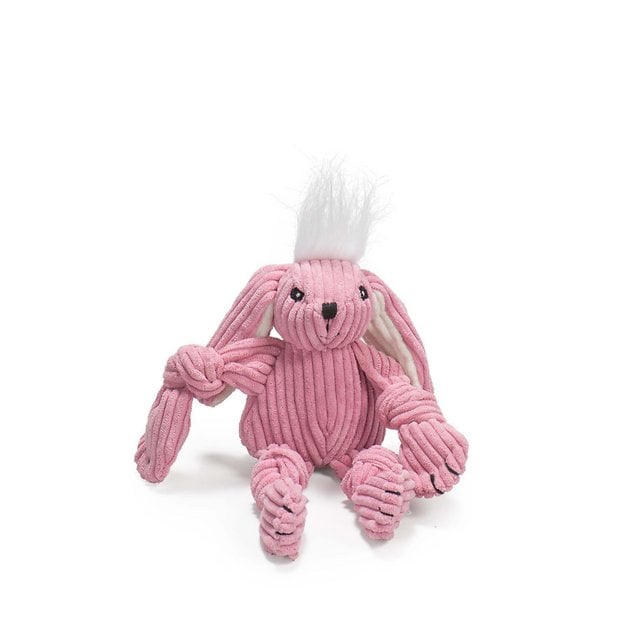 Hugglehounds Barnyard Durable Plush Corduroy Knottie Bunny Squeaky Dog Toy, Small