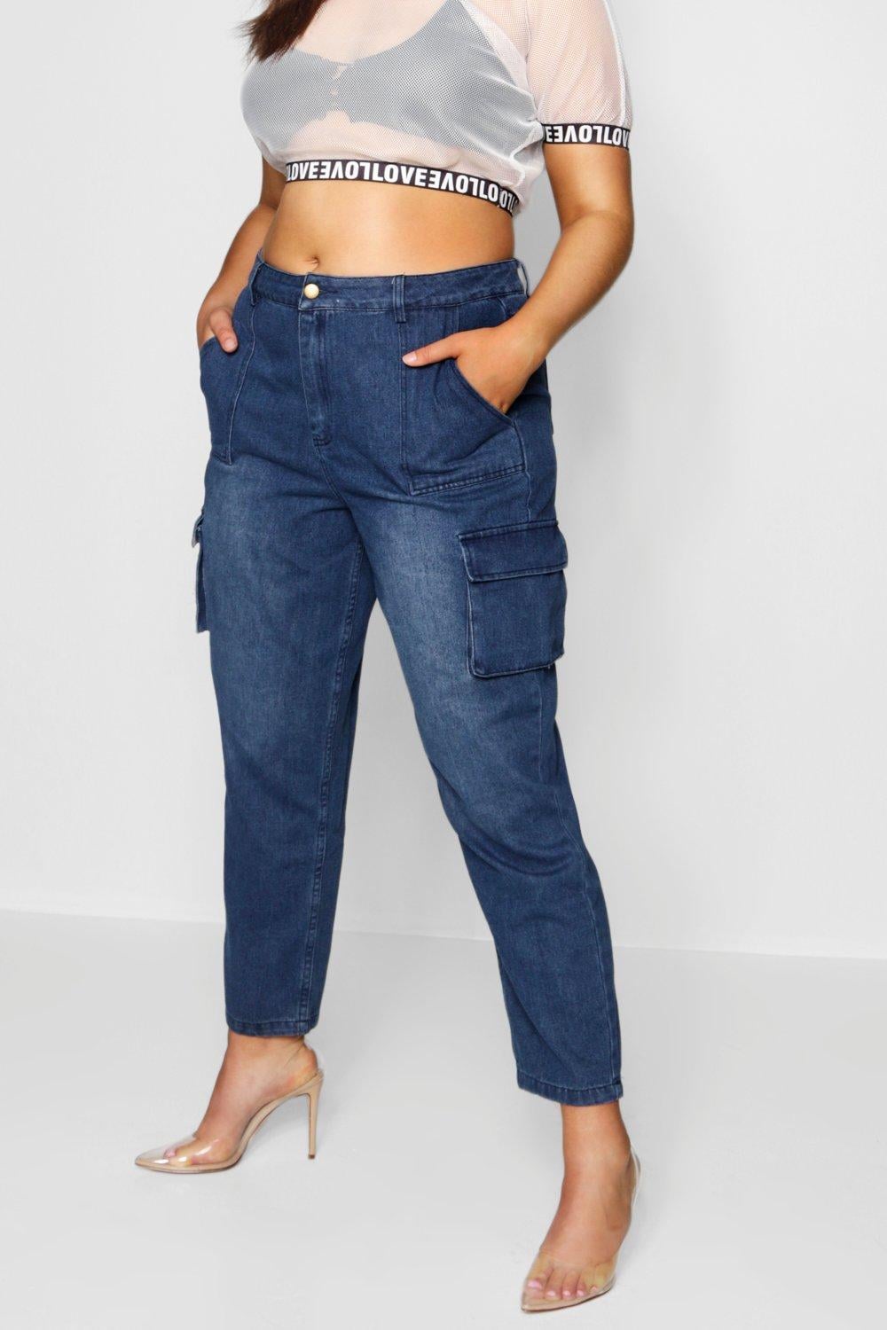 denim jeans with cargo pockets