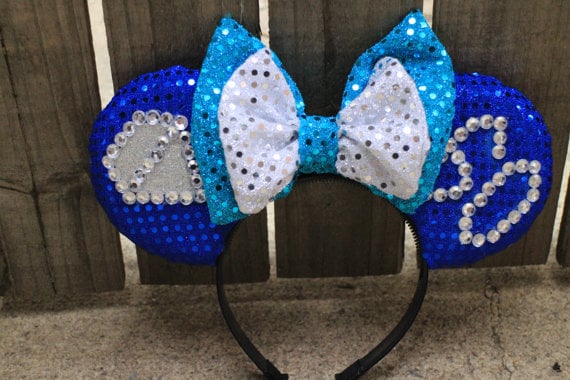 60th Diamond Anniversary Mouse Ear Headband with Bow