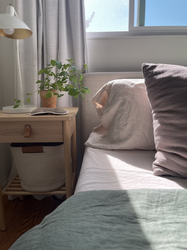 Quince European Linen Sheet Set in Sand ($144-$214)
"I'm obsessed with textural bedrooms in muted tones, and linen is one of my favorite fabrics to use. For bedding, it offers that luxe but laid-back, perfectly imperfect vibe — wrinkles just add to the textured goodness. What I don't love about linen bedding is the steep price tag, which is why I was excited to try Quince's European Linen Sheet Set, which costs 42 to 70 percent less than competitor brands.
These aren't the first set of linen sheets I've owned, so I expected to have to break them in to get past the slightly rough feel of new linen sheets. If you're used to sleeping with a silky sateen cotton or a bamboo sheet set, you might have a moment of regret on your first night, but trust me, these sheets become super soft after a few wash cycles. 
They feel cozy in a way that cotton sheets never do but are still lightweight and really breathable, which is why I'm planning to keep them on year-round. I live in Northern California, where the weather is still oscillating between being hot enough to need a fan at night and chilly enough to need an extra blanket, and these feel great in both scenarios. My bed looks and feels expensive." — Angela Elias, former contributing shopping editor
Rating: