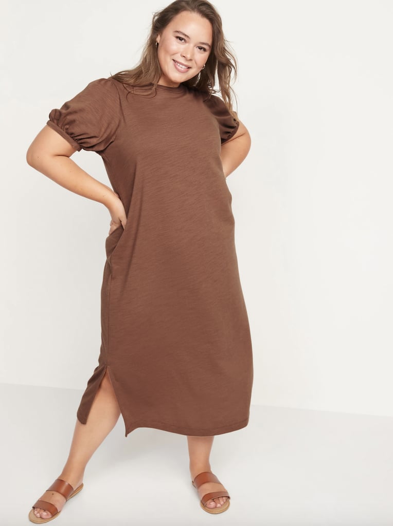 Old Navy Puff-Sleeve Midi T-Shirt Shift Dress