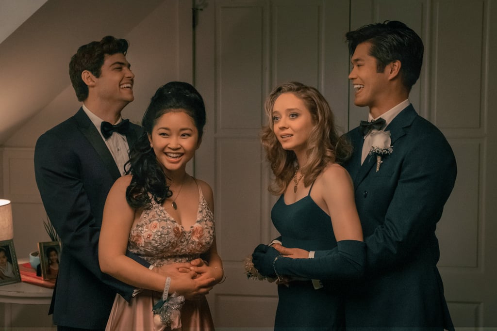 This is not the hairstyle or look I expected for Lara Jean's prom, but I'm digging it.
OK but Peter and Trevor in those tuxes though!!
Listen, I wouldn't be mad if Netflix did a spinoff movie of Christine and Trevor's romance.

This dance break scene is sooo cheesy.

I definitely thought she was going to do more with all those pictures and notes. She literally just threw everything in a box.

"I am not swerving for any man." Tell it, Christine!

"We are in the darkest timeline," aka me to all of 2020.

BRB, crying over Kitty and Lara Jean's sweet sisterly bond.