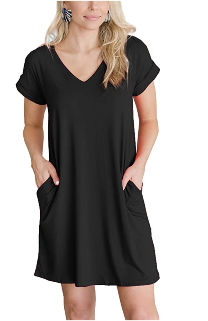 V neck t store shirt dress with pockets