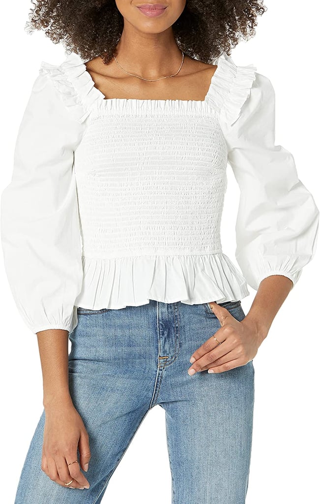 Tops: The Drop Marisol Long Sleeve Ruffle Smocked Cropped Top
